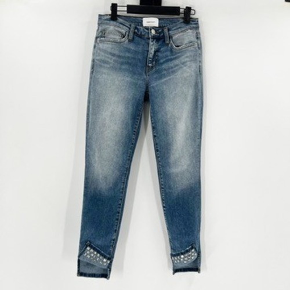 Current Elliott Denim Jeans Sz 27 Light‎ Wash Studded Hem Ankle Crop